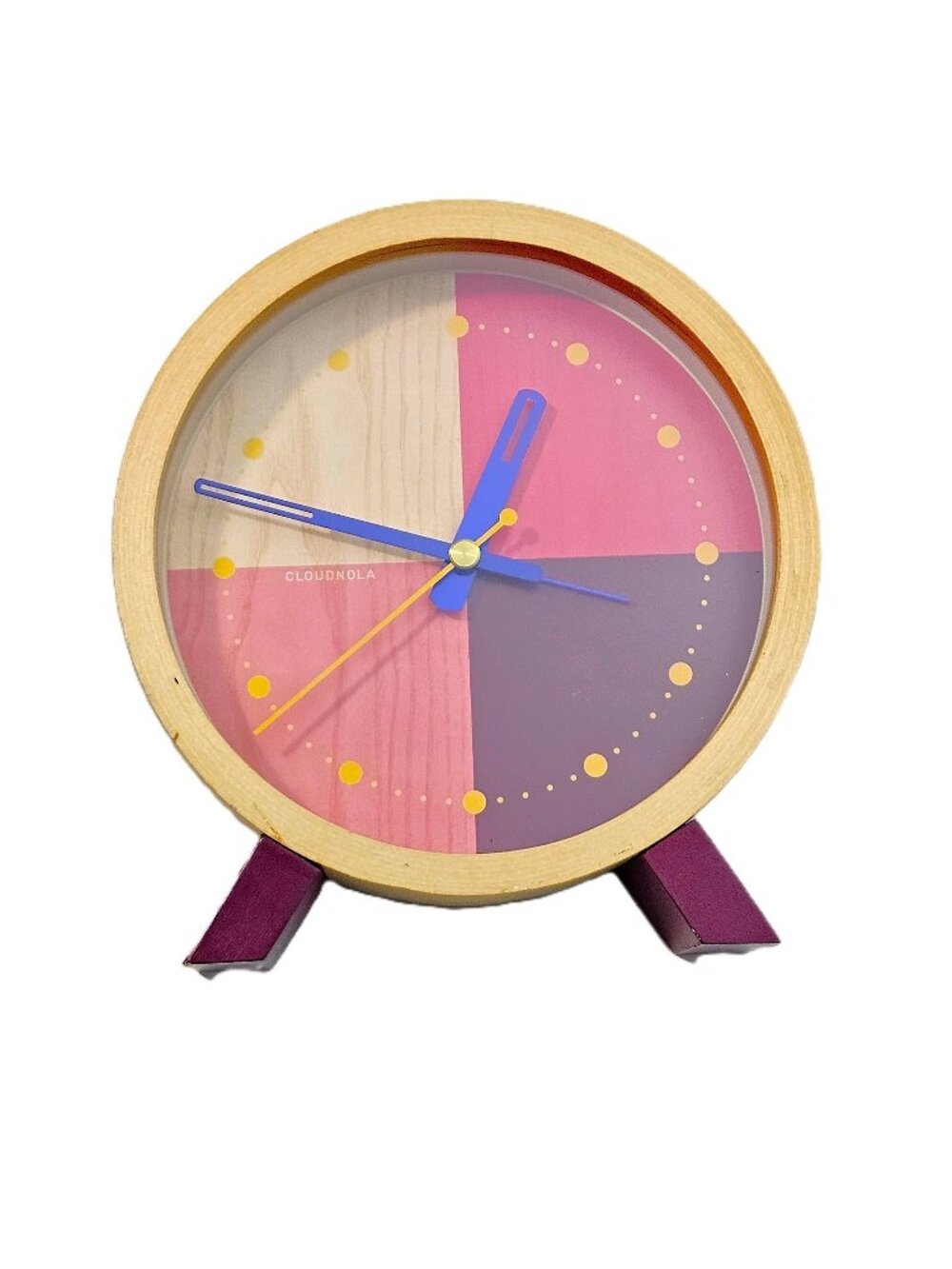 Cloudnola Flor Tabletop Clock Colorblocked Wood Analog Desk Clock